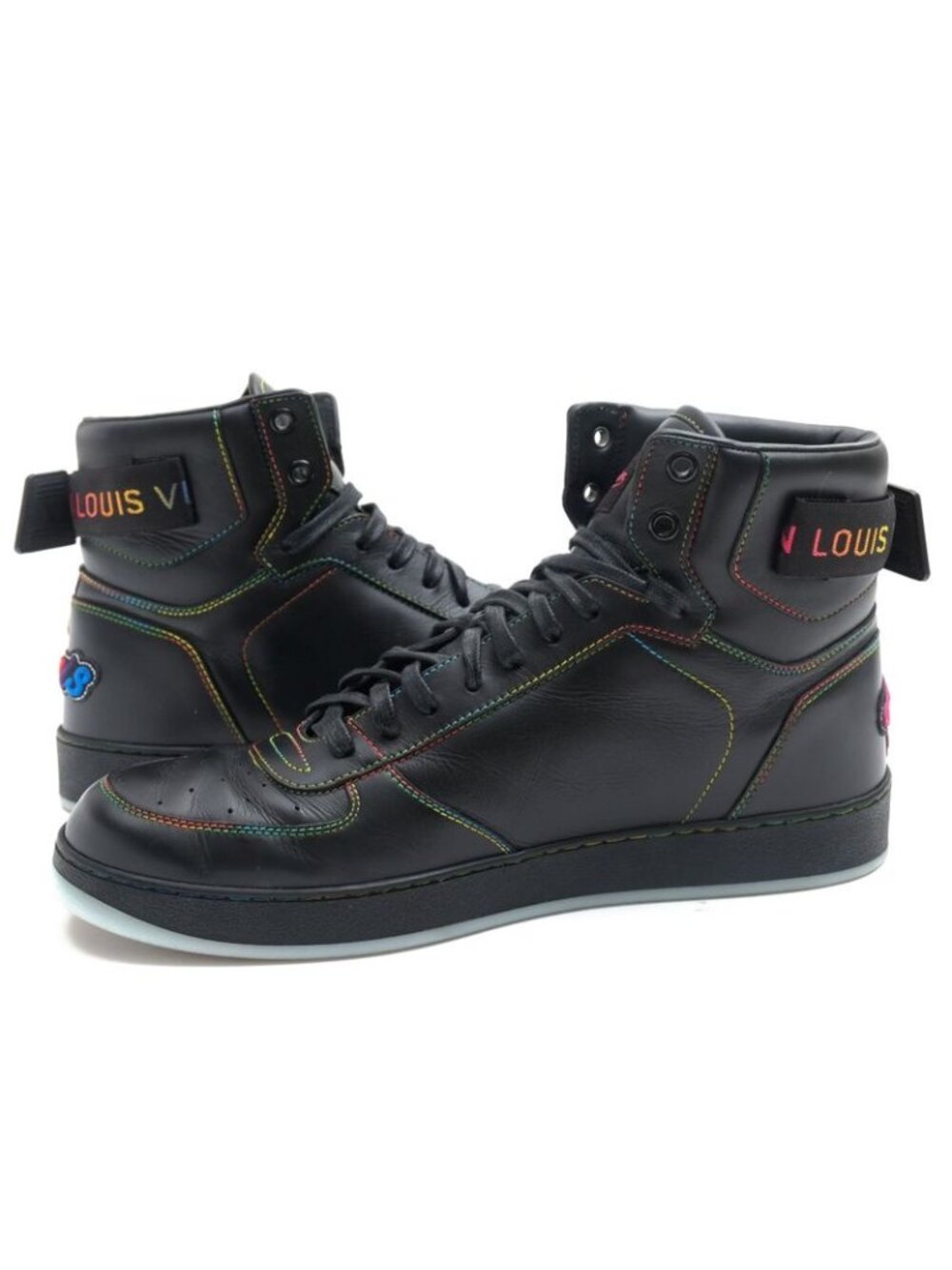 Louis Vuitton Shoes Sneakers High Cut Men Leather Black Rivoli - Picture 4 of 8